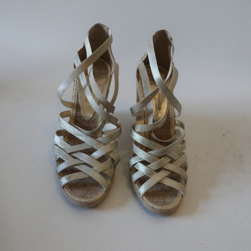 ANDRE ASSOUS STRAP ESPADRILLE WEDGE HEEL SANDAL 9* - Picture 3 of 10
